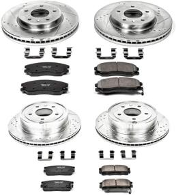 img 1 attached to 🔥 Улучшенный тормозной комплект: Power Stop K2091 передние и задние тормозные колодки из углеродного волокна Z23 с сверлеными и зубчатыми тормозными дисками.