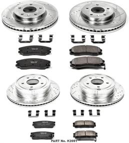 img 2 attached to 🔥 Улучшенный тормозной комплект: Power Stop K2091 передние и задние тормозные колодки из углеродного волокна Z23 с сверлеными и зубчатыми тормозными дисками.