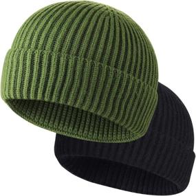 img 4 attached to 🧢 Stay Stylish and Warm with ROYBENS Fisherman Beanies: 2pcs Swag Wool Knit Short Watch Caps for Men