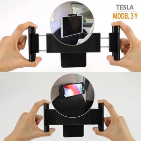 img 1 attached to 📱 360° Регулируемый крепеж для мобильного телефона Mini Table PC iPad - Совместим с Tesla Model 3 Model Y спинкой сиденья - кронштейн для заднего сиденья с вращающимся держателем телефона