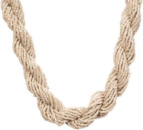 img 2 attached to 🌿 RICHERA Evergreen Tubular Seeds Necklace with Braided Choker - Exquisite Handcrafted Jewelry for Women and Girls