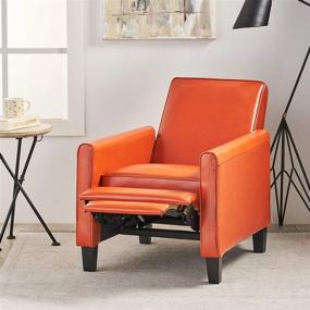 img 1 attached to 🍊 Lucas Orange Leather Modern Sleek Recliner Club Chair - Unbeatable Deal on Great Furniture!