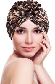 img 2 attached to 🌺 SATINIOR Women Turban Flower African Pattern Headwrap Set - 6 Pieces Sleep Beanie Pre-Tied Bonnet Elastic Knot Cap Collection