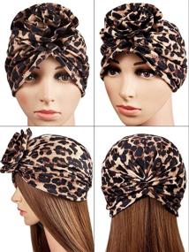 img 3 attached to 🌺 SATINIOR Women Turban Flower African Pattern Headwrap Set - 6 Pieces Sleep Beanie Pre-Tied Bonnet Elastic Knot Cap Collection