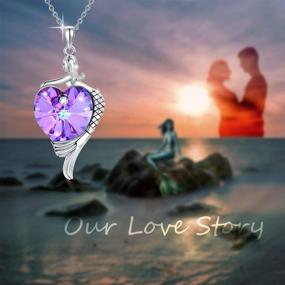 img 2 attached to 🧜 Sterling Silver Mermaid Necklace with Love Heart Pendant, Austrian Crystal, Jewelry Gift for Girlfriend or Daughter