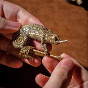 img 3 attached to COPPERTIST WU Chameleon Keychain: A Playful Reptile-Animal Companion