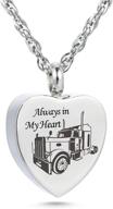 💖 forever loved: always in my heart urn necklace for ashes - trucker memory pendant cremation jewelry logo