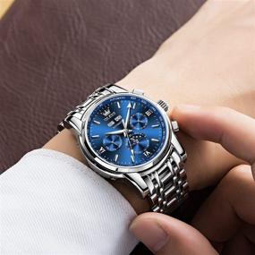 img 3 attached to ⌚ OLEVS Stainless Steel Automatic Chronograph Men's Business Watches