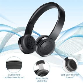 img 2 attached to Беспроводные наушники Tuinyo Bluetooth - наушники с микрофоном над ушами, складные и легкие, стерео без проводов гарнитура для путешествий, работы, телевизора, компьютера, мобильного телефона (серые)