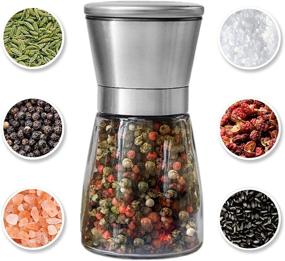 img 2 attached to 🧂 Premium Salt and Pepper Grinder Set - Stainless Steel Adjustable Ceramic Sea Salt Grinder and Pepper Grinder - Includes Glass Shakers, Funnel, and Cleaning Brush