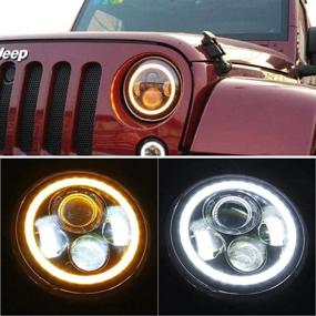 img 2 attached to 🚗 AutoMotor 7'' LED Headlight Halo Round Headlamp for Jeep Wrangler JK TJ LJ 1997-2017, Hummer H1 H2, LED Headlights with Daymaker Amber DRL and Turn Signal Lights