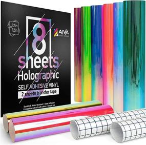 img 4 attached to 🌈 Holographic Self Adhesive Vinyl - Set of 8 Sheets, 12"x12" - Permanent Assorted Colors - Craft Vinyl Bundle with 2 Transfer Sheets