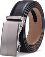 inches men's accessories and belts: premium genuine leather ratchet slide logo