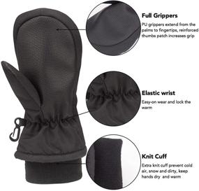 img 1 attached to YukiniYa Easy-On Wrap Winter Mittens for Kids, Waterproof Thinsulate Snow Ski Mittens for 1-12 Years