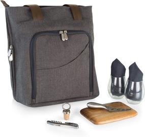 img 3 attached to LEGACY - Sonoma Insulated Tote by Picnic Time Brand for Two with Wine and Cheese Service, Grey