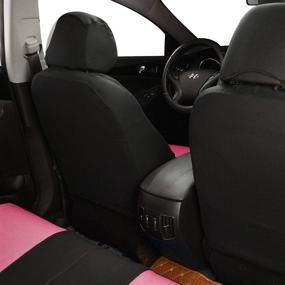 img 1 attached to Flying Banner Car Seat Covers 2 Front Seats Polyester Cover Embroidered Butterfly Three-Dimensional (3D) Pink With Black