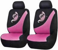 flying banner car seat covers 2 front seats polyester cover embroidered butterfly three-dimensional (3d) pink with black logo