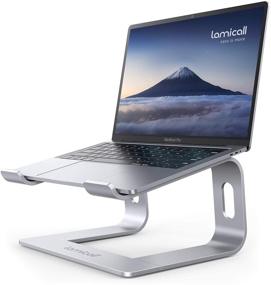 img 4 attached to Lamicall Laptop Stand: Ergonomic Aluminum Notebook Holder - Detachable Laptop Riser Elevator for Desk, Suitable for MacBook Air Pro, Dell XPS, HP (10-15.6'') - Silver
