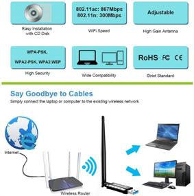 img 2 attached to High Speed USB WiFi Adapter 1200Mbps with Powerful 5dBi Antenna - For PC, Laptop, Windows, Mac, Linux, Android