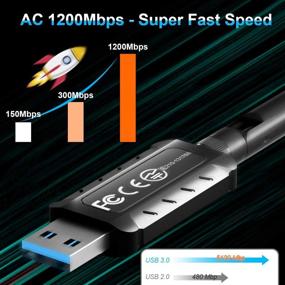 img 3 attached to High Speed USB WiFi Adapter 1200Mbps with Powerful 5dBi Antenna - For PC, Laptop, Windows, Mac, Linux, Android