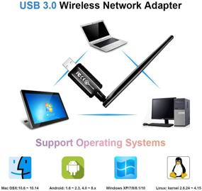 img 1 attached to High Speed USB WiFi Adapter 1200Mbps with Powerful 5dBi Antenna - For PC, Laptop, Windows, Mac, Linux, Android