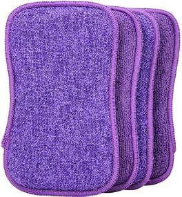 img 3 attached to 🧽 Greenco Extra Large Microfiber Sponge Scrub Sponges - Pack of 4 for Efficient Kitchen Dishwashing and Bathroom Cleaning (8x5 Inches)