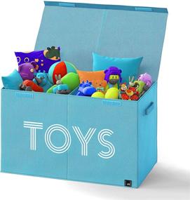 img 4 attached to 🧸 Large Toy Chest for Boys - Toy Box for Boys and Girls, Toddler, Kids - Toy Organizer with Storage Bins - Kids Storage Containers - Blue Kids Storage Box - Playroom Storage Organizer