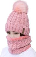 🧣 warm and stylish lcztn womens pom beanie hat scarf set: perfect winter ski hat with cozy fleece lining for girls logo