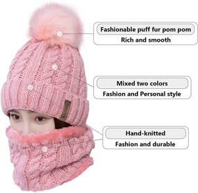 img 3 attached to 🧣 Warm and Stylish LCZTN Womens Pom Beanie Hat Scarf Set: Perfect Winter Ski Hat with Cozy Fleece Lining for Girls