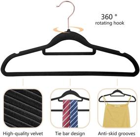 img 2 attached to IEOKE Heavy Duty Velvet Hangers - Non-Slip 360 Swivel Hook, Ultra-Thin Clothes Racks for Space Saving - Pack of 50 (Black)