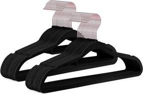 img 4 attached to IEOKE Heavy Duty Velvet Hangers - Non-Slip 360 Swivel Hook, Ultra-Thin Clothes Racks for Space Saving - Pack of 50 (Black)