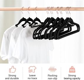 img 3 attached to IEOKE Heavy Duty Velvet Hangers - Non-Slip 360 Swivel Hook, Ultra-Thin Clothes Racks for Space Saving - Pack of 50 (Black)