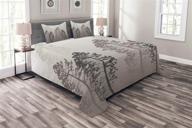 🌲 ambesonne country bedspread, pine trees forest foggy ombre backdrop wildlife adventure artwork, quilted 3 piece coverlet set with 2 pillow shams, queen size, warm taupe logo