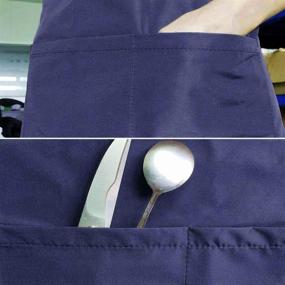 img 2 attached to 👨 Viedouce Waterproof Adjustable Chef Aprons with Pockets - 2 Packs | For Home, Restaurant, Craft, Garden, BBQ, School, Coffee House | Men and Women | Stripe Navy