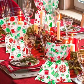 img 1 attached to 🎄 Whaline 150Pcs Christmas Cellophane Bags: Festive Candy Treat Bags with Twist Tie - Snowman, Xmas Tree, Snowflake, Boot Design - Perfect for Christmas Day Table Decor and Party Favors