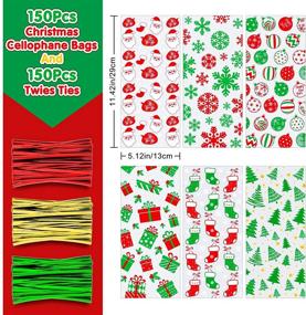 img 3 attached to 🎄 Whaline 150Pcs Christmas Cellophane Bags: Festive Candy Treat Bags with Twist Tie - Snowman, Xmas Tree, Snowflake, Boot Design - Perfect for Christmas Day Table Decor and Party Favors