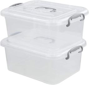 img 4 attached to 🗄️ Nesmilers 2 Packs Storage Bin with Lid - 8 Liter Plastic Box Set: Organize with Ease