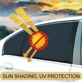 img 3 attached to 🌞 Боковые солнцезащитные шторки для задних окон автомобиля - универсальная посадка для большинства автомобилей/SUV, 2 штуки - идеально подходят для защиты от солнца для младенцев, семьи и домашних животных - накладки на окна автомобиля