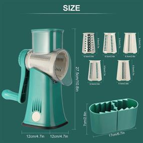 img 1 attached to 🧀 5-in-1 ANOTER-Kitchen Rotary Cheese Grater Mandoline Slicer - Easy Clean Handheld Julienne Shredder & Waffle Slicers - Stainless Steel Blades for Vegetables, Nuts, and French Fries