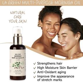 img 2 attached to 🌿 USDA Organic Moringa Oil: Pure Multi-purpose Skin Oil for Face, Body, Hair - Food Grade & Oral Consumption - Certified USDA, Non GMO, Cold Pressed - Unrefined, with Pump Bottle - LA GREEN Face Oil (3.4 fl oz)