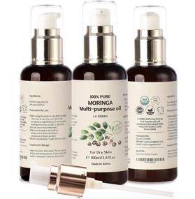 img 3 attached to 🌿 USDA Organic Moringa Oil: Pure Multi-purpose Skin Oil for Face, Body, Hair - Food Grade & Oral Consumption - Certified USDA, Non GMO, Cold Pressed - Unrefined, with Pump Bottle - LA GREEN Face Oil (3.4 fl oz)