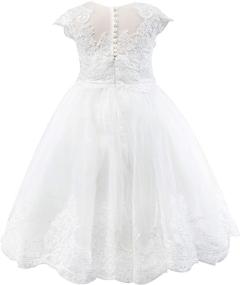 img 3 attached to 👗 Elegant Miama Cap Sleeves Beaded Lace Tulle Wedding Flower Girl Dress: Perfect for Junior Bridesmaids