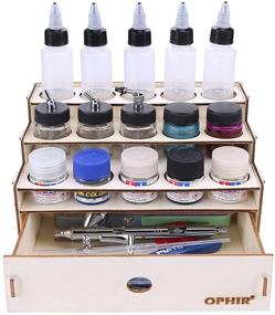 img 1 attached to 🎨 Efficient Storage Solution: OPHIR Wooden Paint Rack and Cabinet Holder for 15 Paint Bottles