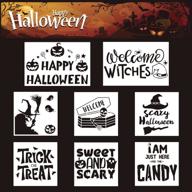 spooky fun: 8 piece halloween stencils for diy wood painting - witch coffin trick or treat set for home decor and farmhouse wall party decor - reusable templates! logo