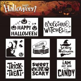 img 4 attached to Spooky Fun: 8 Piece Halloween Stencils for DIY Wood Painting - Witch Coffin Trick or Treat Set for Home Decor and Farmhouse Wall Party Decor - Reusable Templates!