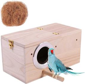 img 4 attached to 🐦 Premium Handcrafted Parakeet Nest Box with Natural Coconut Fiber Nesting Material - Perfect for Cockatiels, Lovebirds, Parrotlets, and Small to Medium Birds