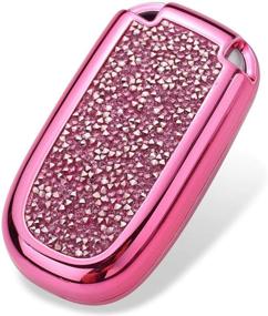 img 2 attached to Royalfox Bling Rhinestone Key Fob Case Cover for Jeep Grand Cherokee, Renegade, Fiat, Dodge Charger, Challenger, Dart, Journey, Durango, Chrysler 200, 300 - Shiny Pink with Silver Buttons