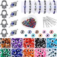 🧿 ultimate 900-piece evil eye charms set: 10 vibrant colors, turkish resin beads, antique silver hamsa hand charms, round spacer beads, and head pins for jewelry making logo