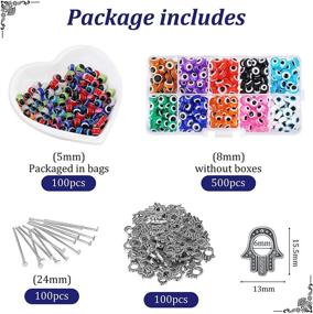 img 3 attached to 🧿 Ultimate 900-Piece Evil Eye Charms Set: 10 Vibrant Colors, Turkish Resin Beads, Antique Silver Hamsa Hand Charms, Round Spacer Beads, and Head Pins for Jewelry Making