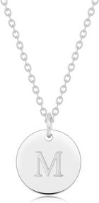 img 4 attached to 🎁 Custom Dainty Disc Initial Necklace Letter M - Personalized Sterling Silver, 23.6" Length, with Gift Box